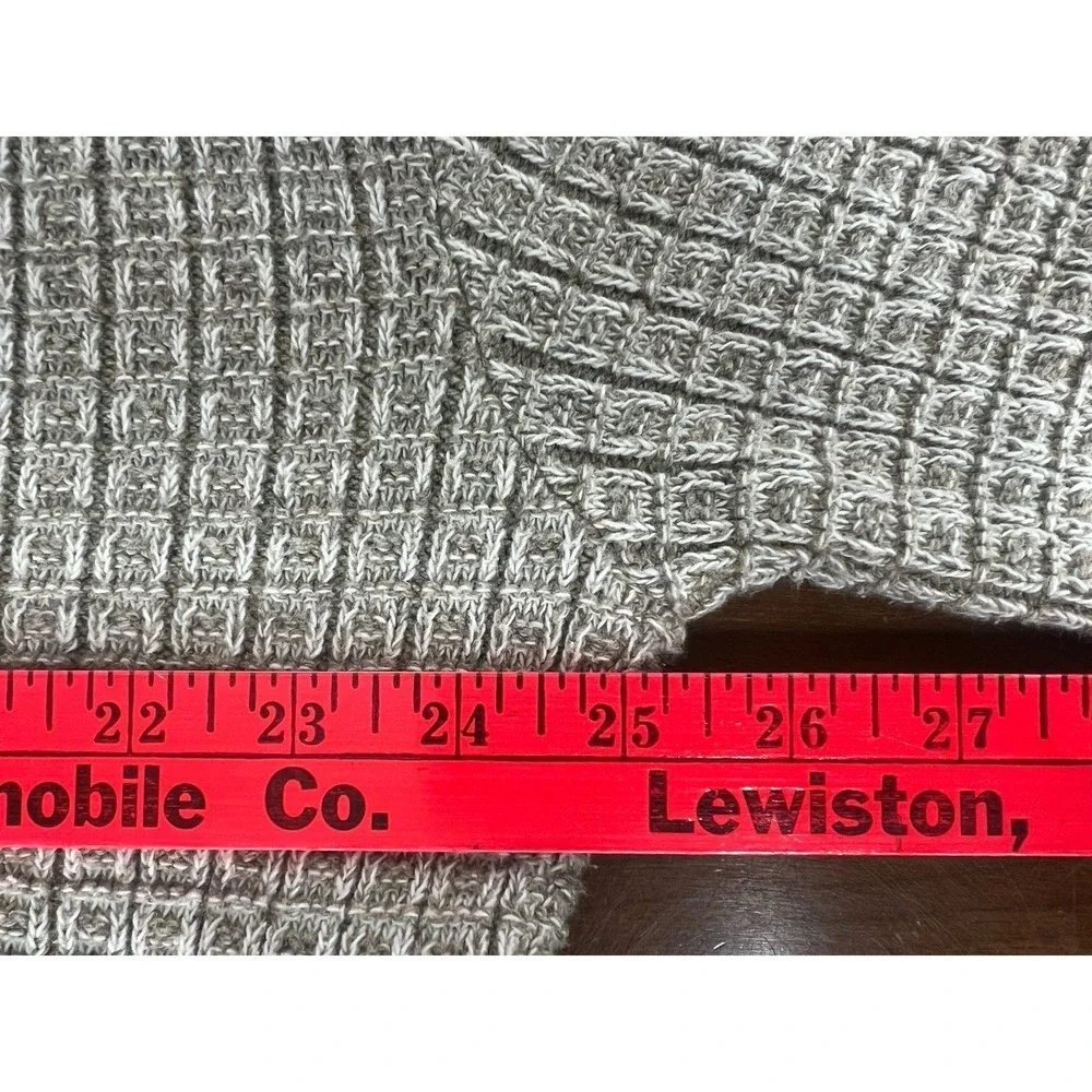 Studio Bill Blass Sweater Men's XL Tan 3D Textured Knit Crewneck‎ Button Vintage
